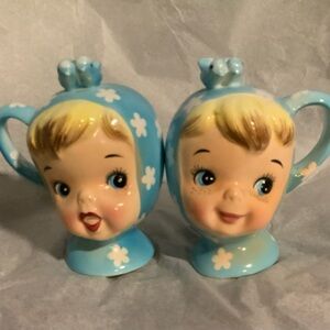 Napco Miss Cutie Pie Blue Salt & Pepper Shakers #43510/BL Vintage